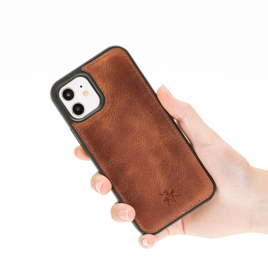 Luxury Brown Leather iPhone 12 Snap-On Case with MagSafe - Venito – 2