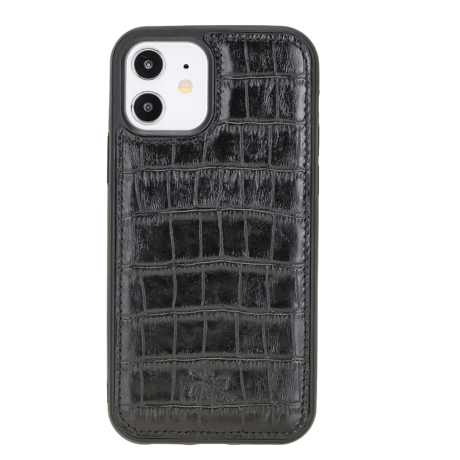 Luxury Black Crocodile Leather iPhone 12 Snap-On Case with MagSafe - Venito – 1