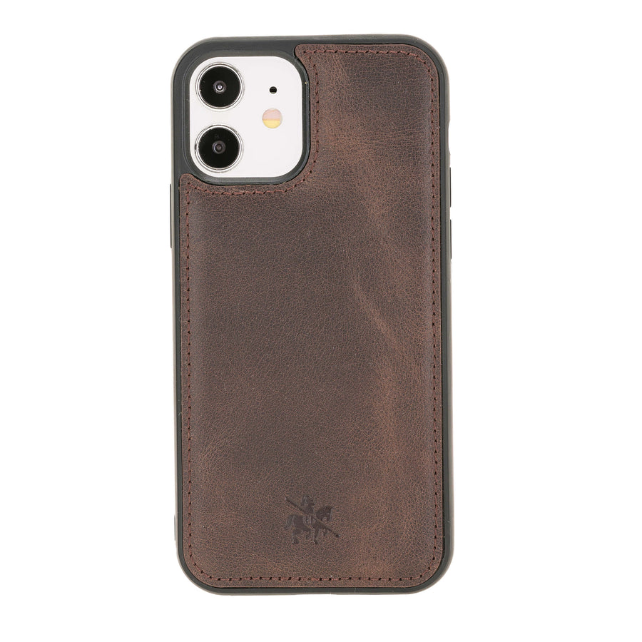 Luxury Dark Brown Leather iPhone 12 Snap-On Case with MagSafe - Venito – 1