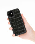  Luxury Black Crocodile Leather iPhone 12 Mini Snap-On Case with MagSafe - Venito – 2