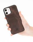  Luxury Dark Brown Leather iPhone 12 Mini Snap-On Case with MagSafe - Venito – 2