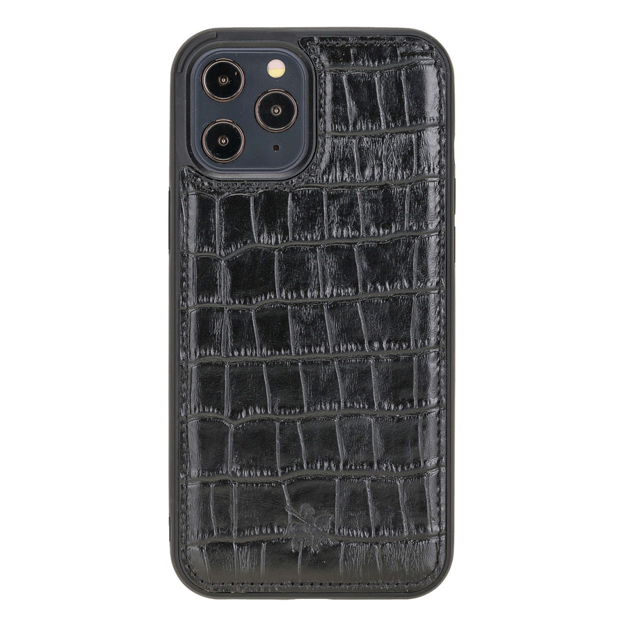 Luxury Black Crocodile Leather iPhone 12 Pro Max Snap-On Case with MagSafe - Venito – 1