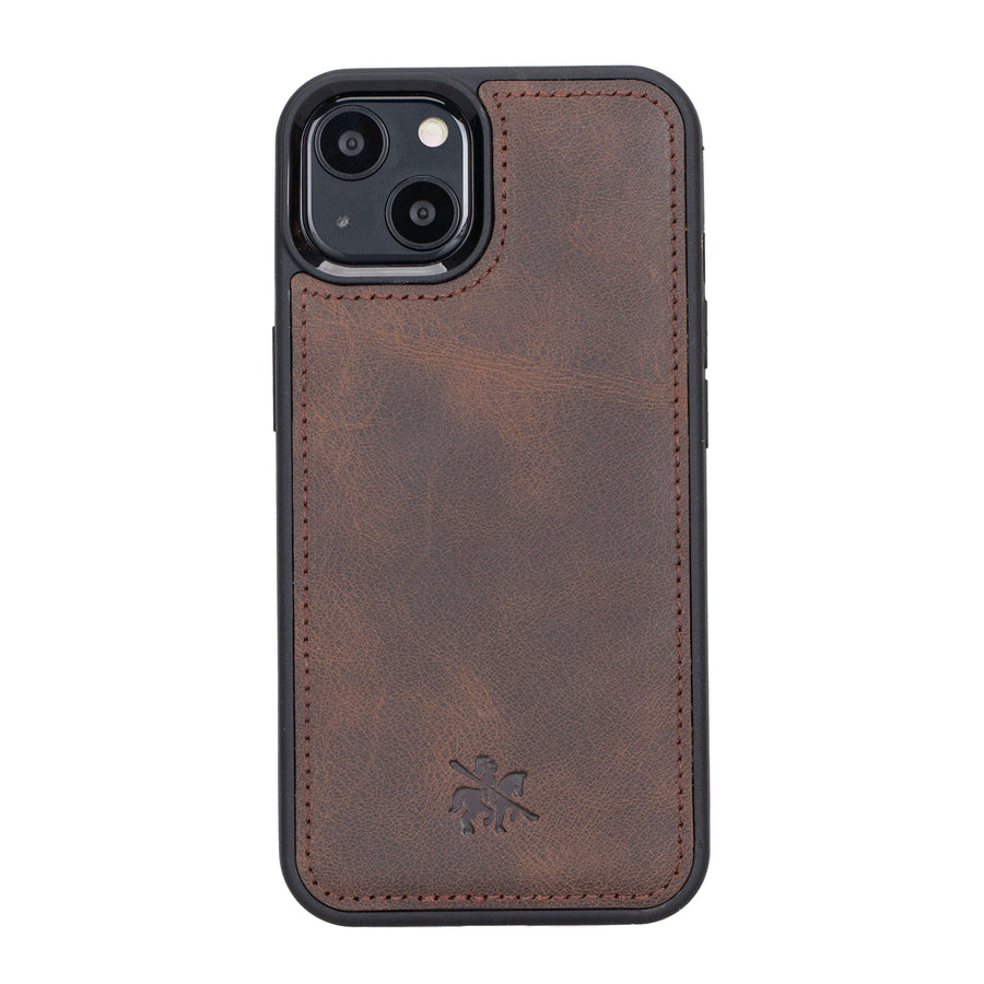  Luxury Dark Brown Leather iPhone 13 Mini Snap-On Case with MagSafe - Venito – 1