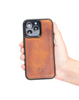 Luxury Brown Leather iPhone 13 Pro Snap-On Case with MagSafe - Venito – 4
