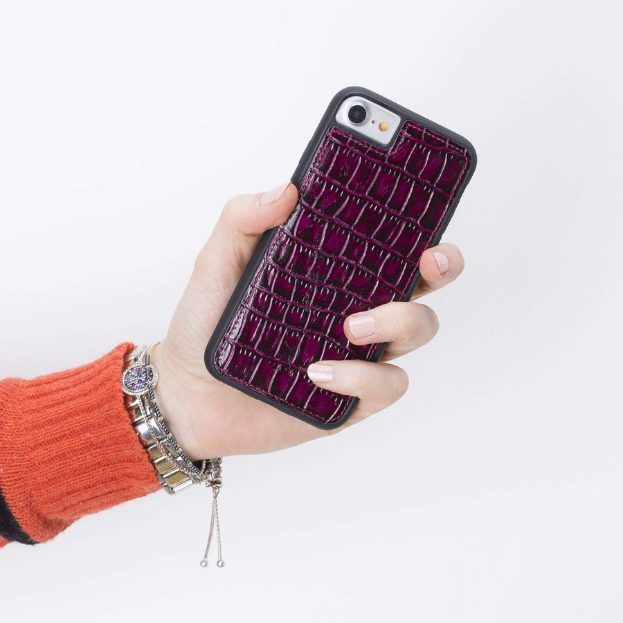 Luxury Purple Crocodile Leather iPhone 8 Snap-On Case - Venito – 2