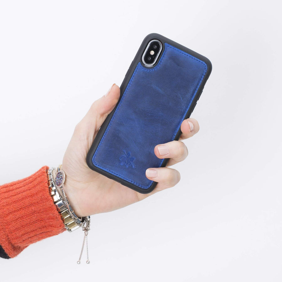 Luxury Blue Leather iPhone X Snap-On Case - Venito – 2