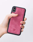 Luxury Rose Pink Leather iPhone X Snap-On Case - Venito – 2