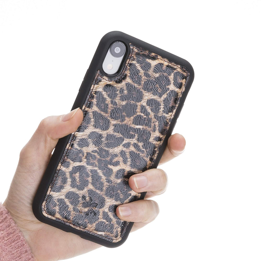 Luxury Leopard Print Leather iPhone XR Snap-On Case - Venito – 2