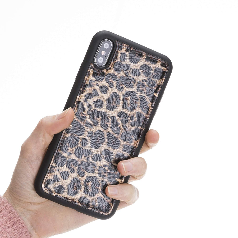 Luxury Leopard Print Leather iPhone XS Snap-On Case - Venito – 2