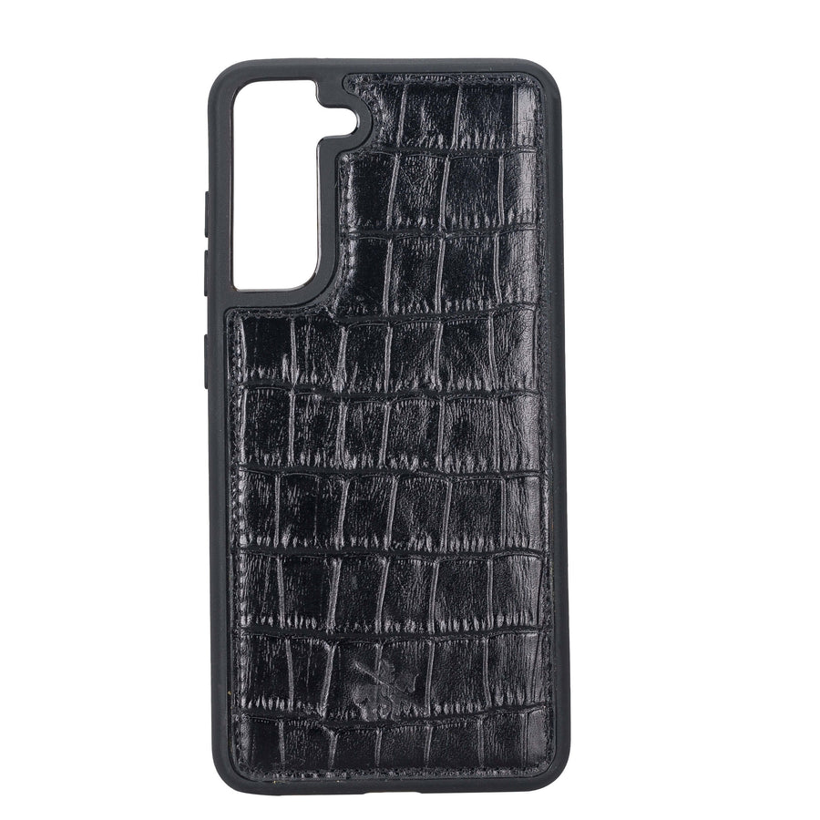 Luxury Black Crocodile Leather Samsung Galaxy S21 FE Snap-On Case - Venito – 1