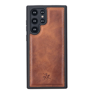 Luxury Brown Leather Samsung Galaxy S22 Ultra Snap-On Case - Venito – 1