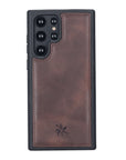 Luxury Dark Brown Leather Samsung Galaxy S22 Ultra Snap-On Case - Venito – 1