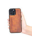 Luxury Brown Leather iPhone 13 Pro Max Snap-On Case with MagSafe - Venito – 2