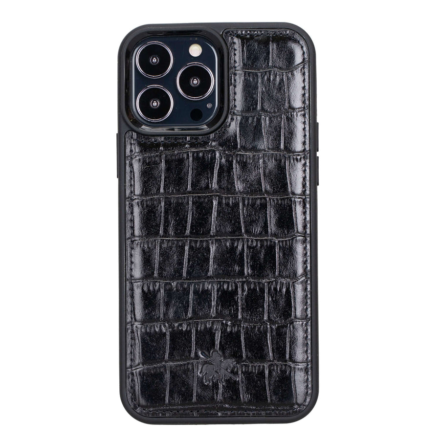 Luxury Black Crocodile Leather iPhone 13 Pro Max Snap-On Case with MagSafe - Venito – 1