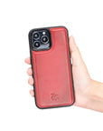 Luxury Red Leather iPhone 13 Pro Max Snap-On Case with MagSafe - Venito – 2