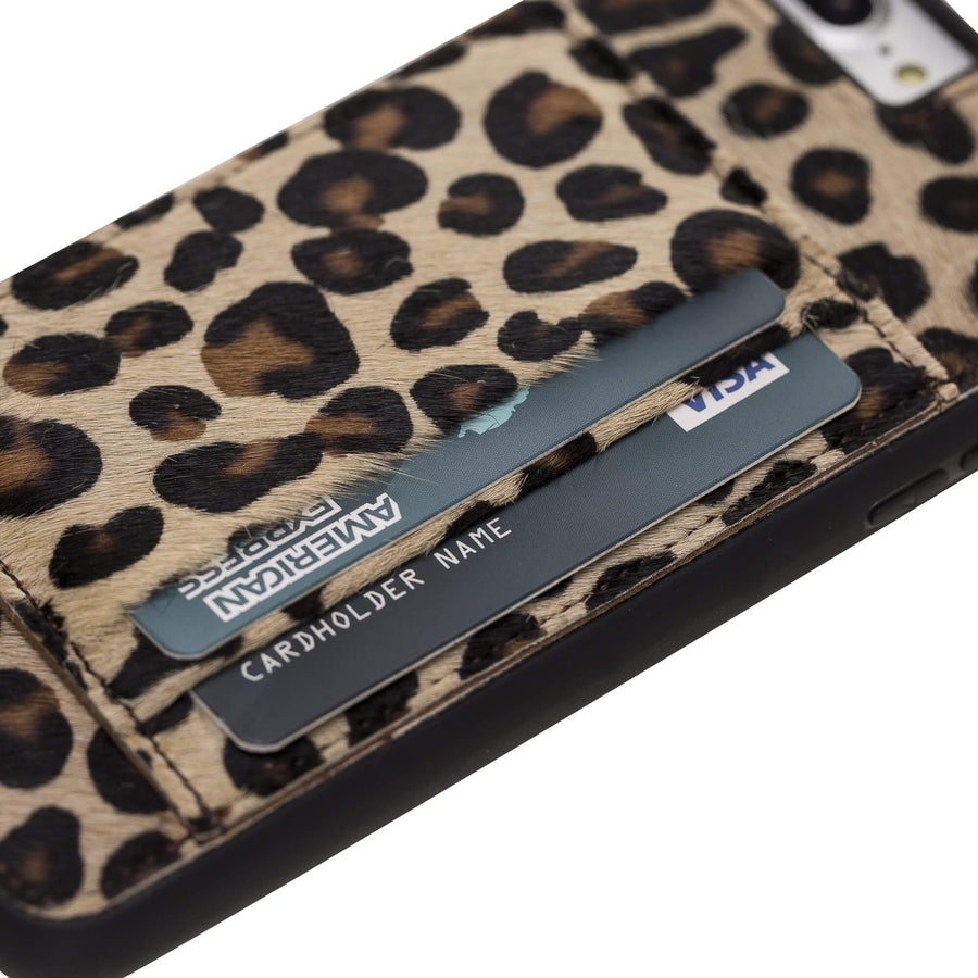 Luxury Leopard Leather iPhone 7 Plus Back Cover Case with Card Holder and Kickstand - Venito - 3