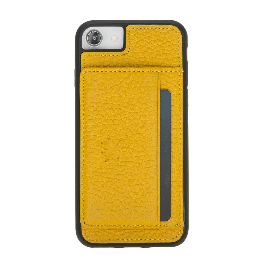 Luxury Yellow Leather iPhone 7 Back Cover Case with Card Holder and Kickstand - Venito - 2