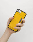 Luxury Yellow Leather iPhone 7 Back Cover Case with Card Holder and Kickstand - Venito - 5