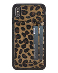 Luxury Leopard Leather iPhone XS Max Back Cover Case with Card Holder and Kickstand - Venito - 2
