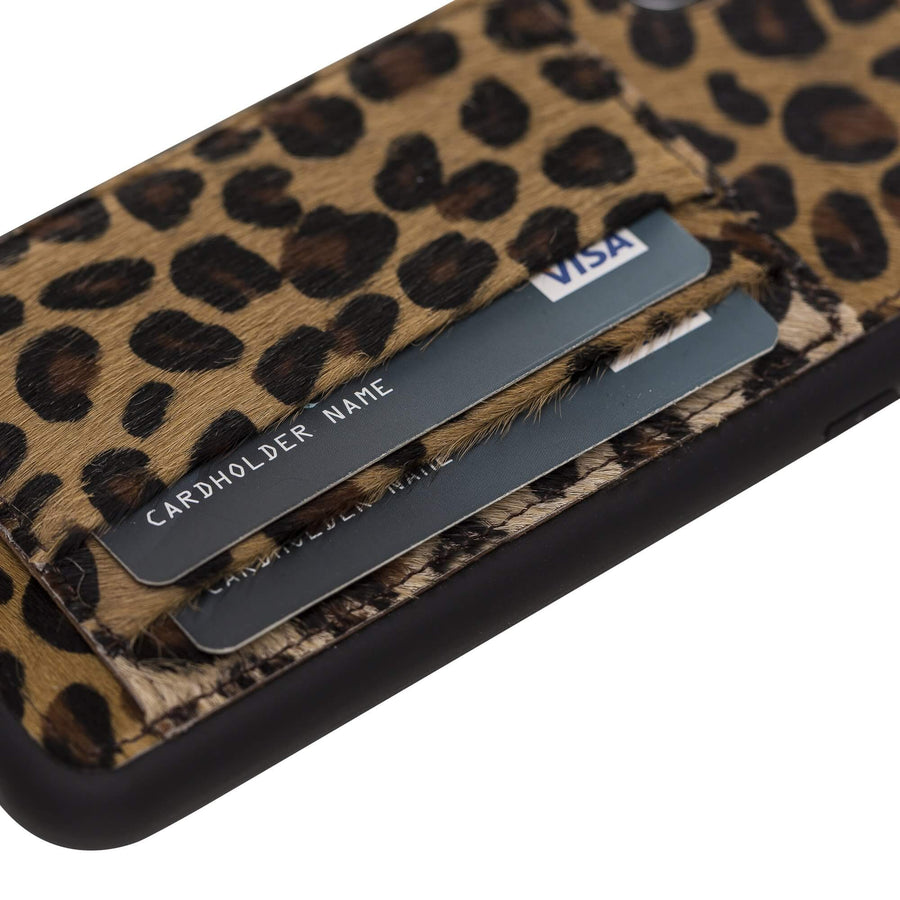 Luxury Leopard Leather iPhone XS Max Back Cover Case with Card Holder and Kickstand - Venito - 3