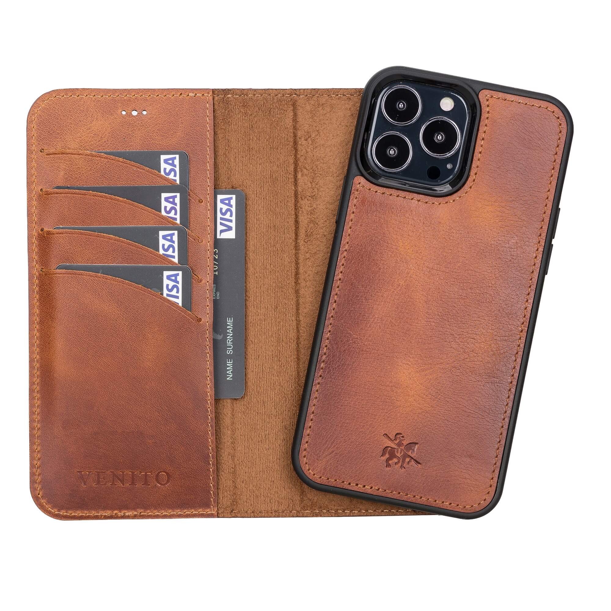 Venito Ravenna Slim Magic Leather Wallet Case for iPhone 13 Pro Max (6.7 in) with A Magnetic Flip & Four Card Slots and A Bill Pocket & Lightweight