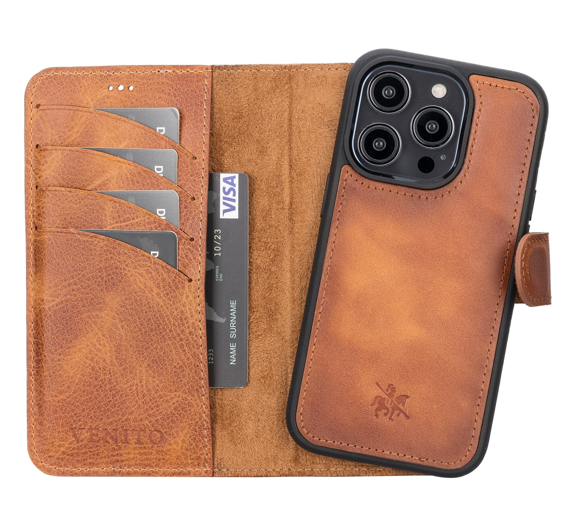 Ravenna RFID Blocking Detachable Leather Wallet Case for iPhone 14 Pro Coffee Brown Ravenna RFID Blocking Detachable Leather Wallet Case for iPhone 14 Pro Coffee Brown