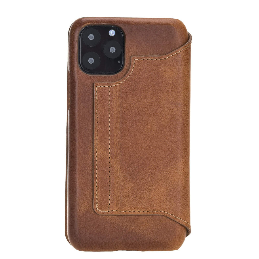 Venice Luxury Brown Leather iPhone 11 Pro Slim Wallet Case with Card Holder - Venito - 7