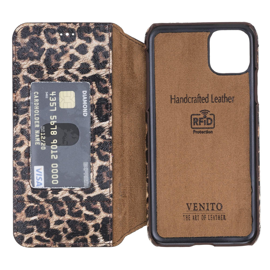 Venice Luxury Leopard Leather iPhone 11 Pro Max Slim Wallet Case with Card Holder - Venito - 5