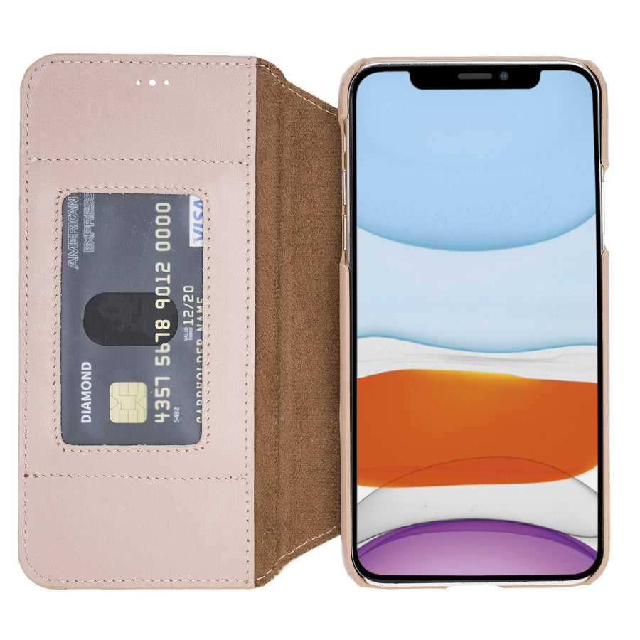 Venice Luxury Pink Leather iPhone 11 Pro Max Slim Wallet Case with Card Holder - Venito - 1