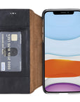 Venice Luxury Black Leather iPhone 11 Pro Max Slim Wallet Case with Card Holder - Venito - 1
