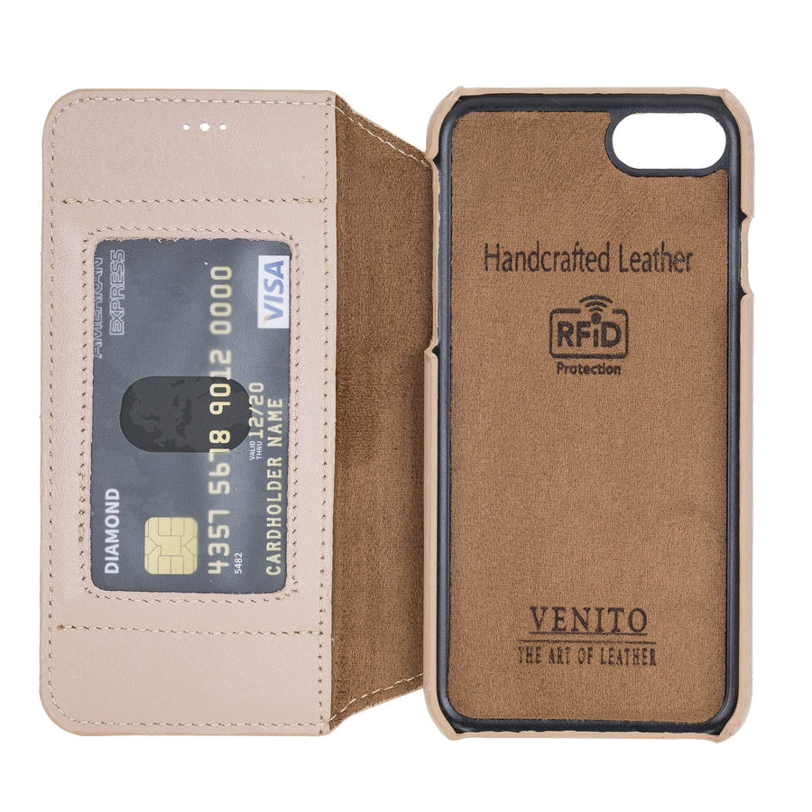 Venice Luxury Pink Leather iPhone 7 Slim Wallet Case with Card Holder - Venito - 5