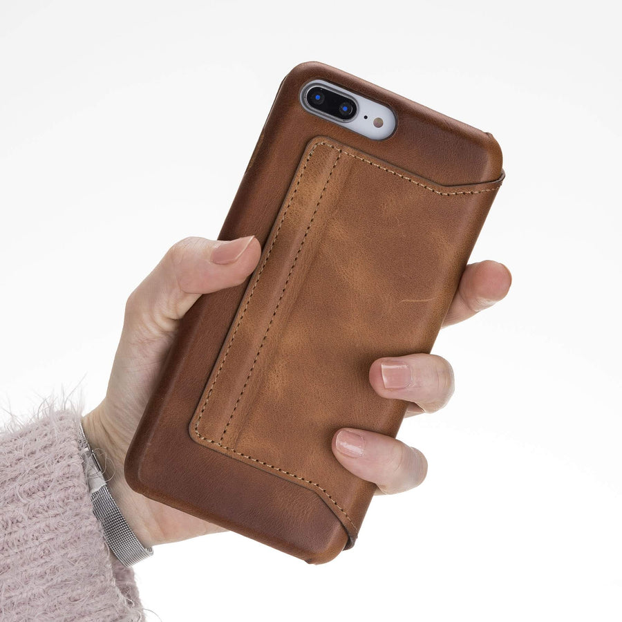 Venice Luxury Brown Leather iPhone 8 Plus Slim Wallet Case with Card Holder - Venito - 3