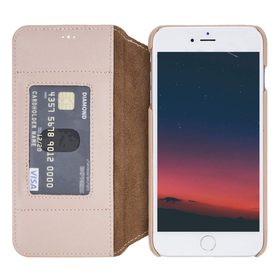 Venice Luxury Pink Leather iPhone 8 Plus Slim Wallet Case with Card Holder - Venito - 1