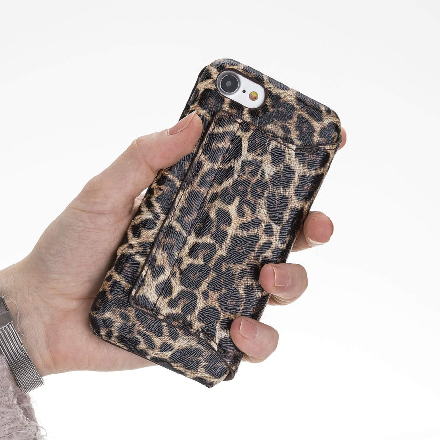 Venice Luxury Leopard Leather iPhone SE 2020 Slim Wallet Case with Card Holder - Venito - 3