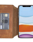 Venice Luxury Brown Leather iPhone XR Slim Wallet Case with Card Holder - Venito - 1