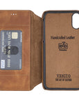 Venice Luxury Brown Leather iPhone XR Slim Wallet Case with Card Holder - Venito - 5