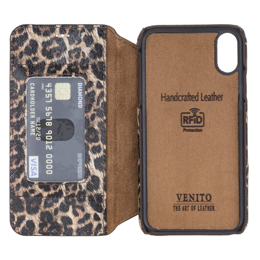 Venice Luxury Leopard Leather iPhone XR Slim Wallet Case with Card Holder - Venito - 5