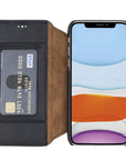 Venice Luxury Black Leather iPhone XR Slim Wallet Case with Card Holder - Venito - 1