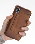 Venice Luxury Brown Leather iPhone XS Slim Wallet Case with Card Holder - Venito - 3