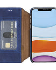 Venice Luxury Blue Leather iPhone XS Slim Wallet Case with Card Holder - Venito - 1