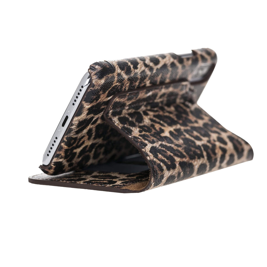Venice Luxury Leopard Leather iPhone XS Slim Wallet Case with Card Holder - Venito - 2