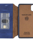Venice Luxury Blue Leather iPhone XS Max Slim Wallet Case with Card Holder - Venito - 5