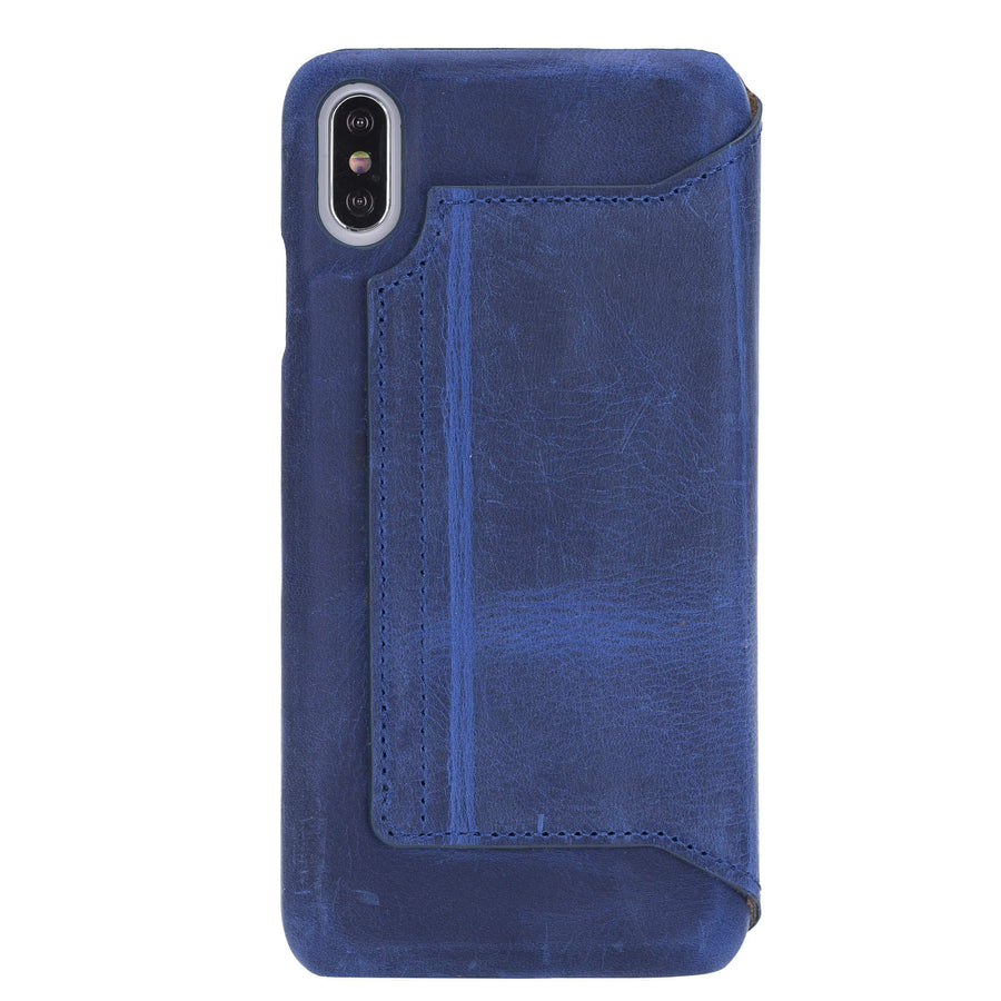 Venice Luxury Blue Leather iPhone XS Max Slim Wallet Case with Card Holder - Venito - 7