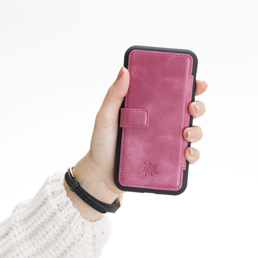 Verona Luxury Pink Leather iPhone 11 Pro Flip-Back Wallet Case with Card Holder - Venito - 3
