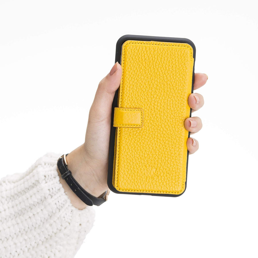Verona Luxury Yellow Leather iPhone 11 Pro Max Flip-Back Wallet Case with Card Holder - Venito - 3