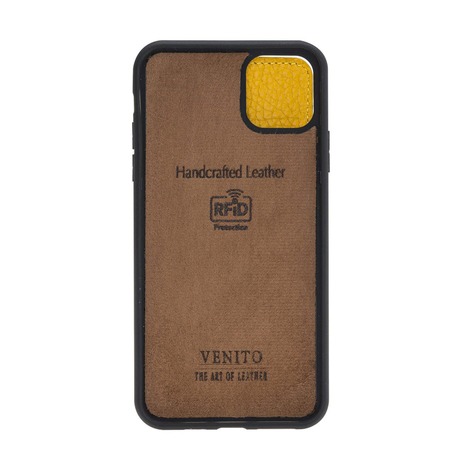 Verona Luxury Yellow Leather iPhone 11 Pro Max Flip-Back Wallet Case with Card Holder - Venito - 5