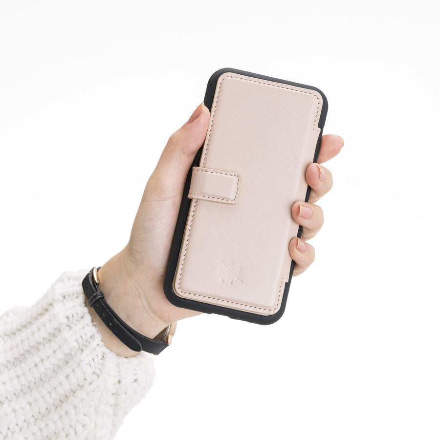 Verona Luxury Nude Pink Leather iPhone 11 Pro Flip-Back Wallet Case with Card Holder - Venito - 2