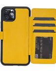 Verona Luxury Yellow Leather iPhone 11 Pro Flip-Back Wallet Case with Card Holder - Venito - 1