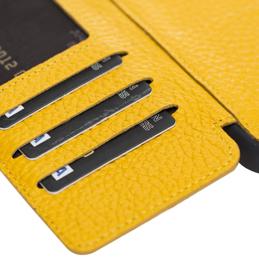 Verona Luxury Yellow Leather iPhone 11 Flip-Back Wallet Case with Card Holder - Venito - 4