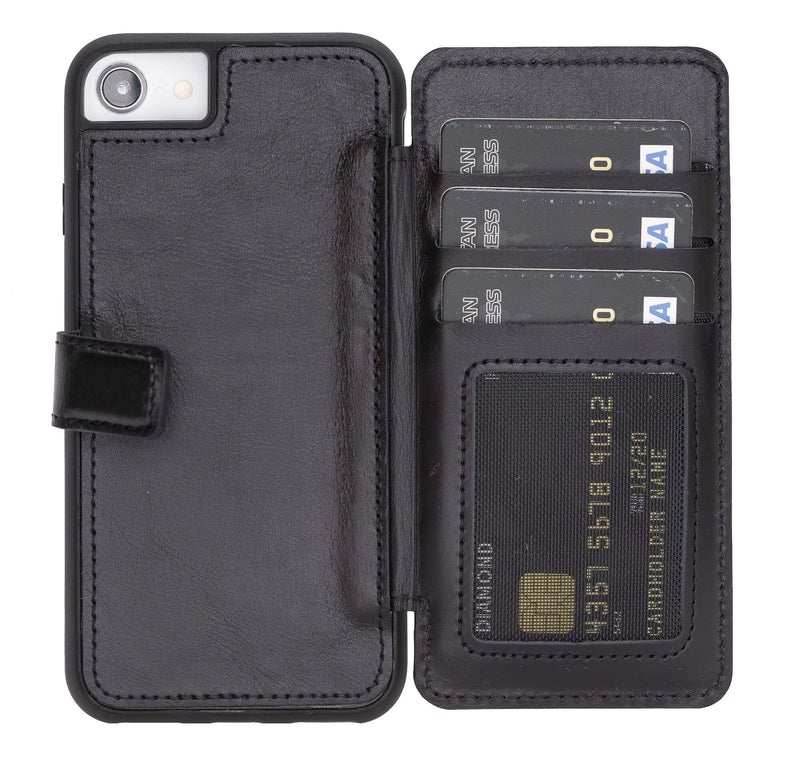Verona Luxury Black Leather iPhone 6S Flip-Back Wallet Case with Card Holder - Venito - 1